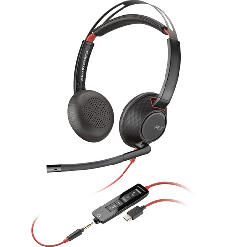 Auriculares estéreo Poly Blackwire 5220 USB-C con adaptador USB-C a USB-A