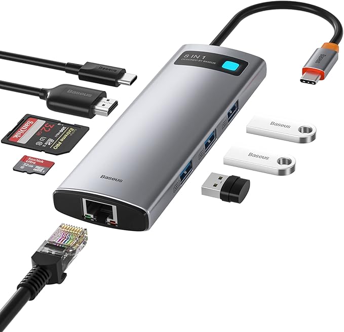 Baseus Metal Gleam Series 8-En-1 Type-C Hub Docking Station