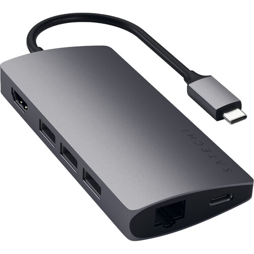 Adaptador multipuerto USB tipo C 4K con Ethernet V2 de Satechi (gris espacial)